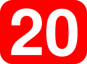File:20 white, red rounded rectangle.svg