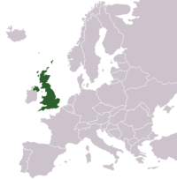 Mapa del Reino Unido dentro de Europa.