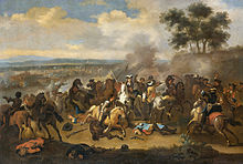 La pintura de una escena de la batalla