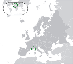 Ubicación de Mónaco (verde) en Europa (gris oscuro) - [Leyenda]