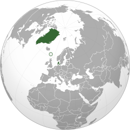 Verde oscuro: Groenlandia, las Islas Feroe (en el círculo) y Dinamarca.