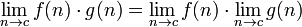 \ Lim_ {n \ para c} f (n) \ SDOT g (n) = \ lim_ {n \ para c} f (n) \ DTS \ lim_ {n \ para c} g (n)