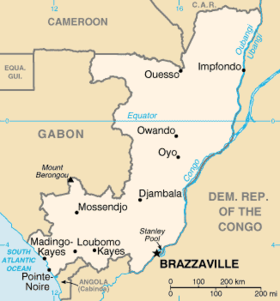 Mapa de la República del Congo.