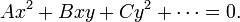 Ax ^ 2 + Bxy + Cy ^ 2 + \ cdots = 0.