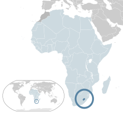 Localização do Lesoto (azul escuro) - em África (cinza claro azul & escura) - na União Africano (azul claro)